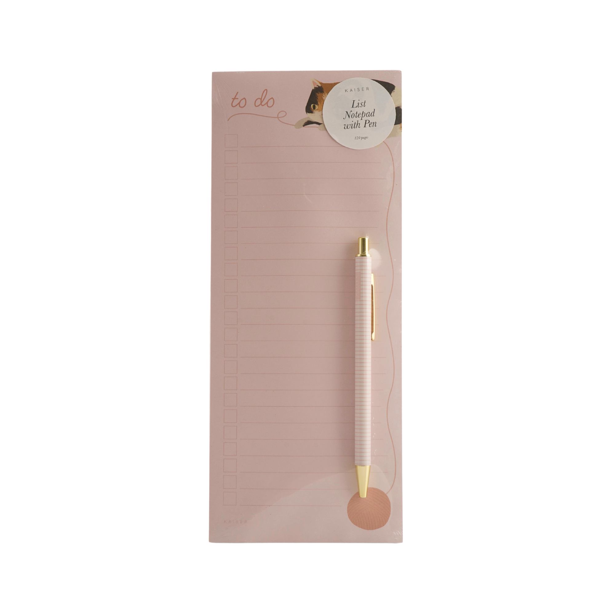 List Notepad With Pen - Cute Cat